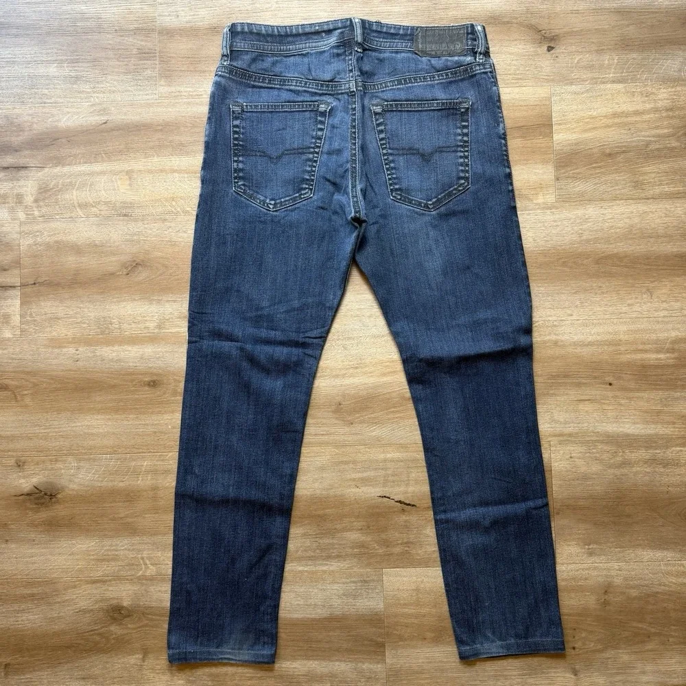 Diesel Buster Jeans Men 31x28 Blue Slim Tapered Stretch Dark Wash 0607A (Hemmed)